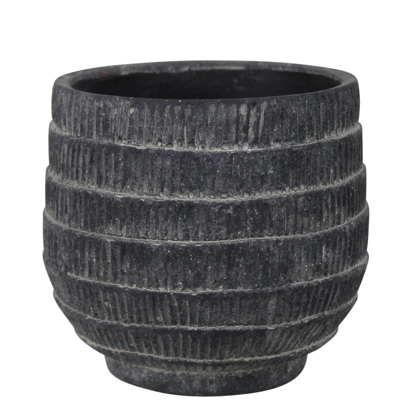 Hubble Rustic Ridged Pot Planter, Black, 2