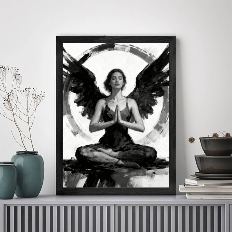 Reproduction d'art encadrée noire rétro, H 11 po x l 9 po