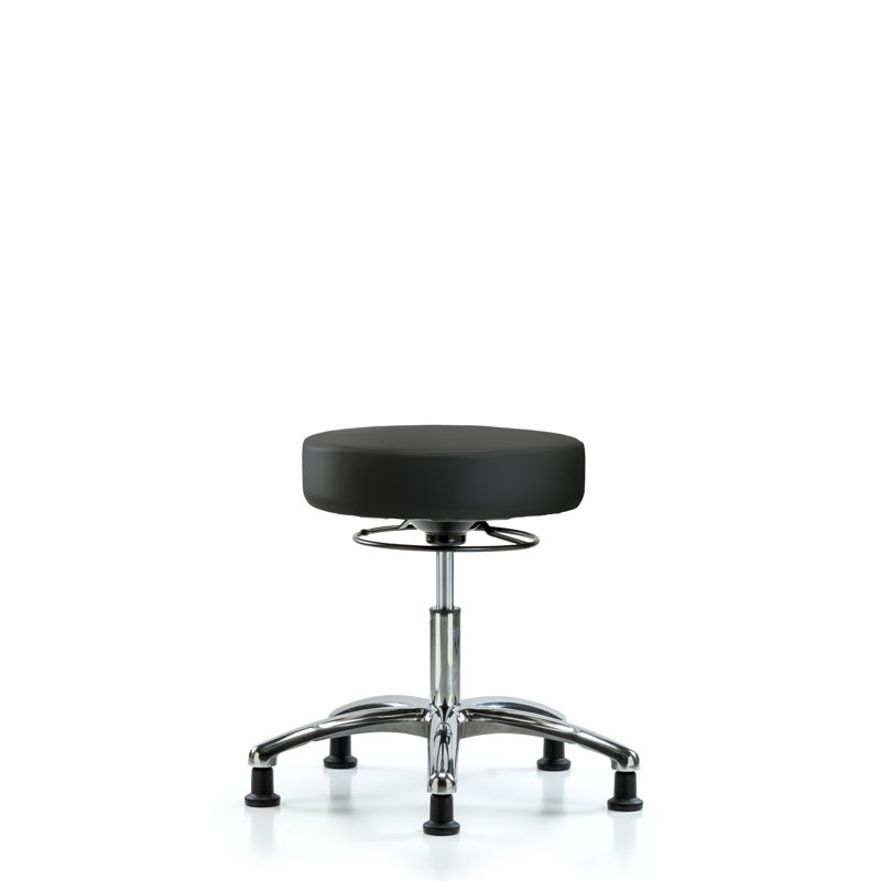Tabouret de laboratoire réglable en hauteur Katelin, Vinyle noir, Patins