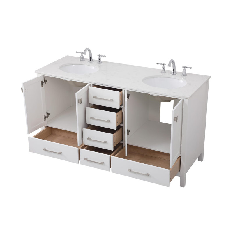Ensemble de meuble-lavabo double 60 "Irene, Blanc