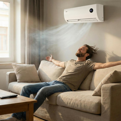 Mini Split Air Conditioner, 9000 BTU 230V Fast Cooling & Heating, 19 SEER2 High Efficiency Energy Saving, Quiet Inverter System for 450 Sq.Ft Coverage Area, Easy to Maintain, for Home, Office
