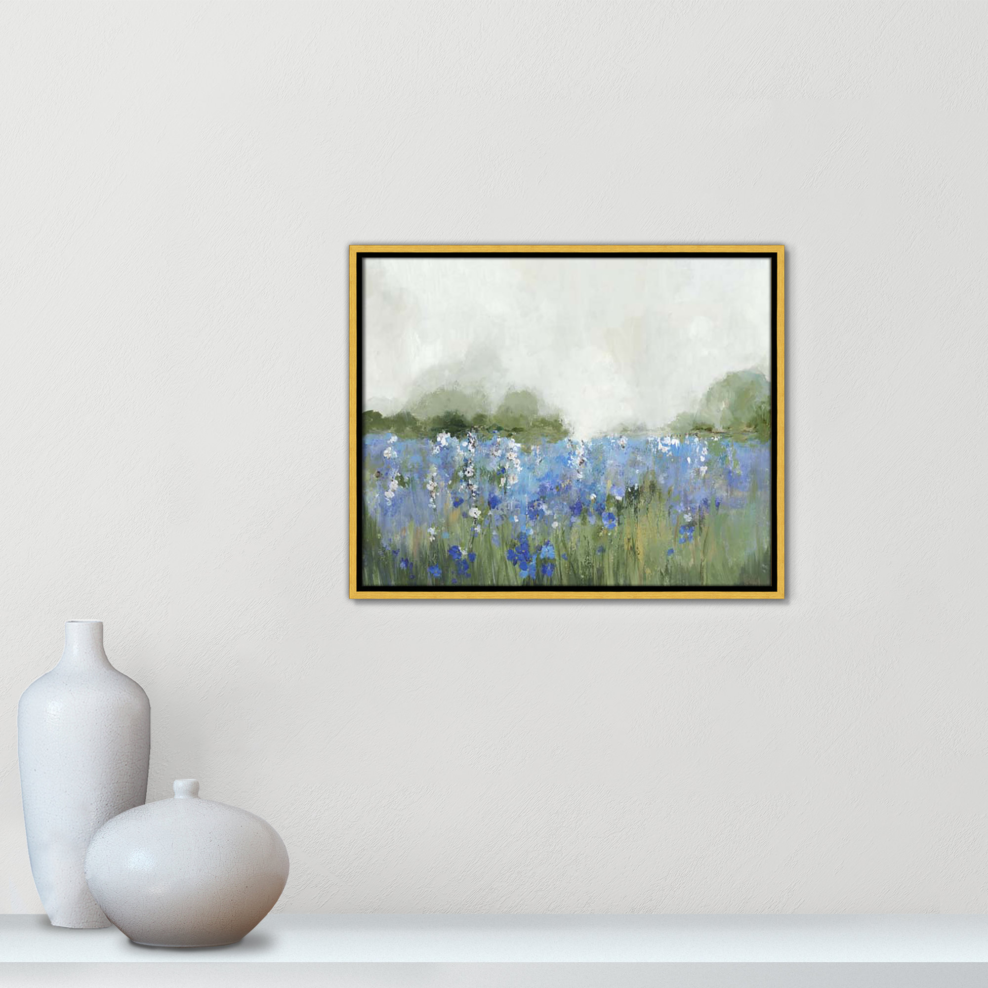 Meadows Bluebells Field by Allison Pearce, Gold Framed, 17.5" H x 21.5" W x 2" D