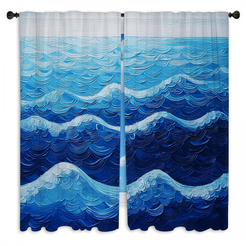 Rideaux de fenêtre Ocean Waves Seascape Coastal Beach - 2 panneaux, L 20 po x L 82 po