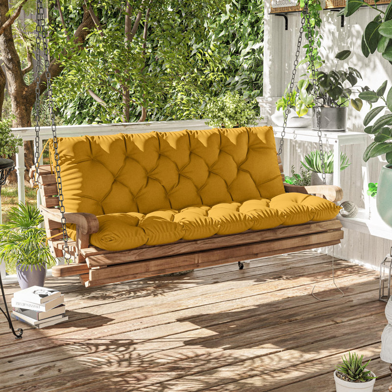 Coussin de banc d'extérieur Wynee, Jaune, L 59,5 po x P 20 po