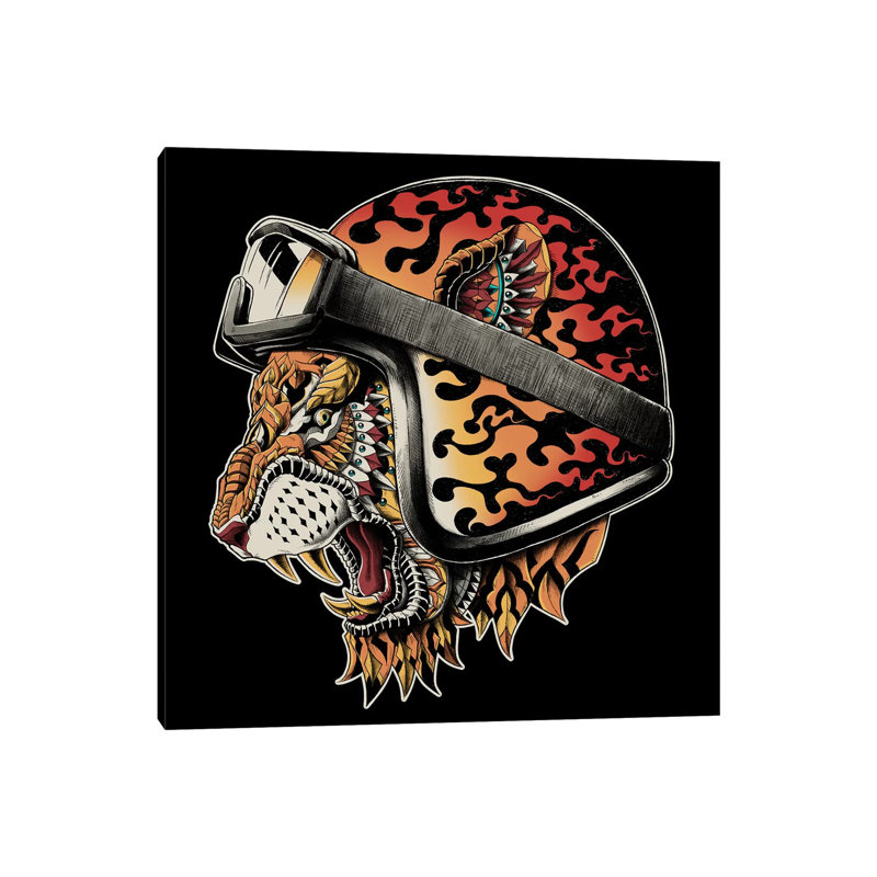 Tiger Helm in Colour by Bioworkz - Wrapped Canvas Graphic Art, 45.72 cm H x 45.72 cm W