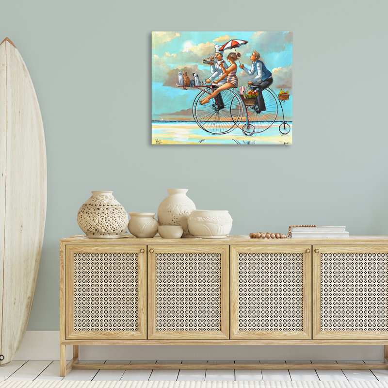 «Woman & Butler Bicycle Ride Canvas», conception par Ronald West, H 30 po x l 40 po