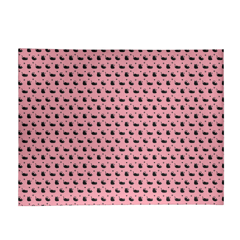 Tapis rose clair / noir Cat, Rectangle 9 pi x 12 pi