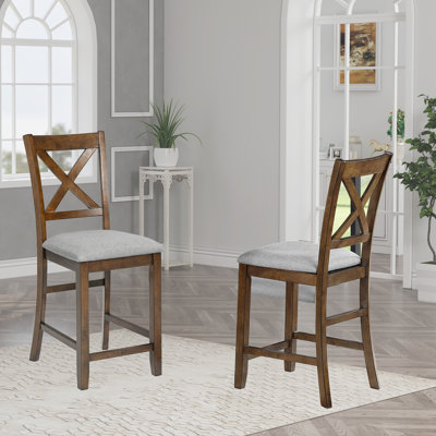 Chaises rembourrées en bois massif noyer, de 4, sièges en lin respirant, en forme de X, facile à assembler pour le comptoir de chambre à coucher à hauteur de 4 en noyer, conception ergonomique, siège confortable, utilisation à la maison