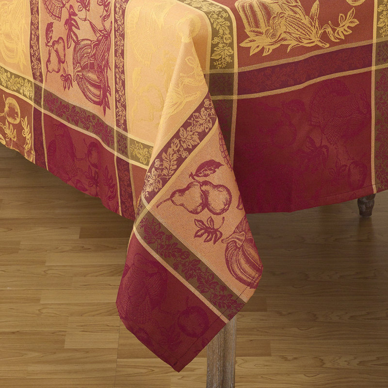 Multicolor Holiday Jacquard Warm Thanksgiving Tablecloth, 104" L x 72" W 