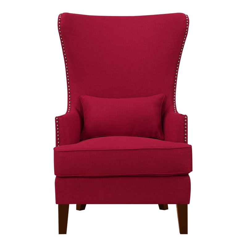 Kemariya Upholstered Wingback Chair, Berry - Red