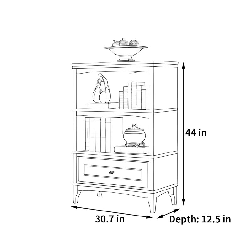 Modern and unique bookcase, (2 Shelves) 44"H x 30.7"W x 12.5"D