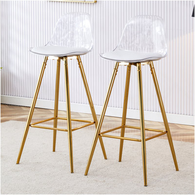 Modern And Comfortable Upholstered Bar Chairs, Metal Legs, Small Size Bar Chairs, Suitable For Part Of The Crowd, Stylish Design For Dining Room, Kitchen, Terrace And Living Room Chairs.