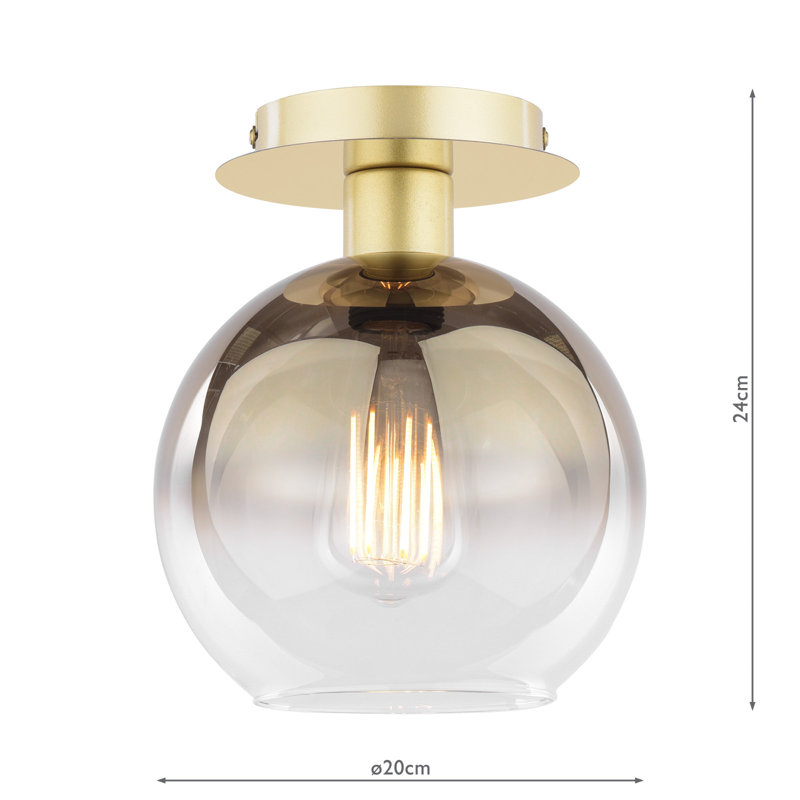 Quadrell Glass Flush Mount, Gold, Gold