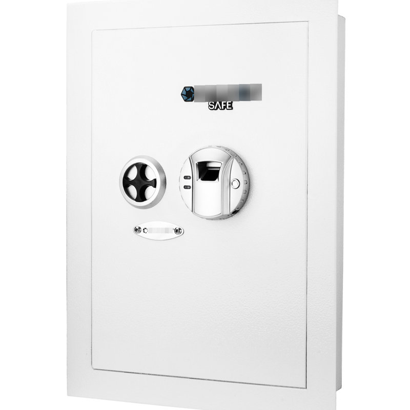 Right Opening White Biometric Container - 120 Fingerprint Module, Steel Construction, Adjustable Shelves Wall Safe With Assurance Recognition, 2 Removable Shelves, Solid Construction