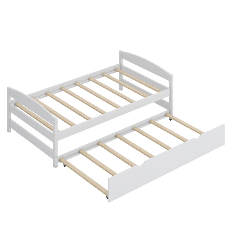 Platform Bed With Trundle, White