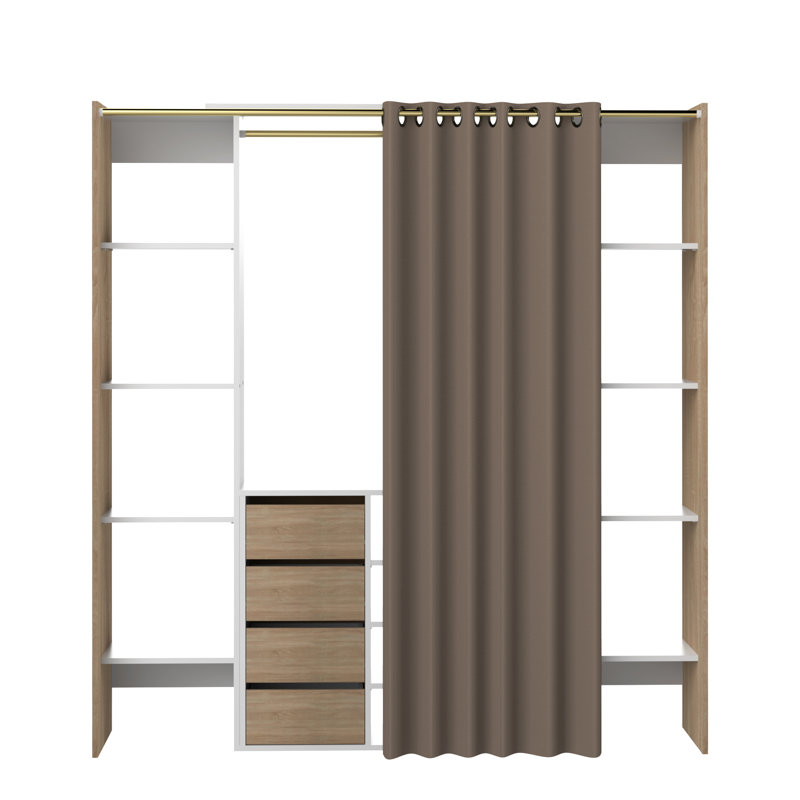112cm - 185.3cm Closet System, White/Taupe