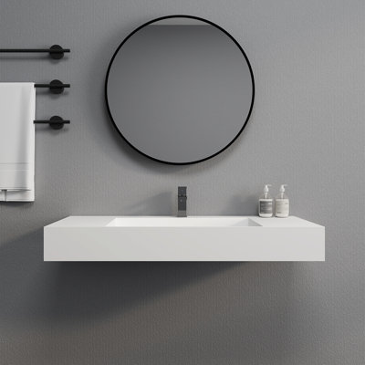 42'' Rectangular Stone Resin Bathroom Sink Wall-Mounted Sink