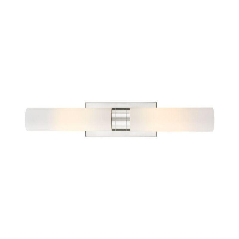 Luminaire de meuble-lavabo mural 2 lumières 11 po Amalle, 3" H x 24" W x 3.88" D, Blanc, Nickel satiné