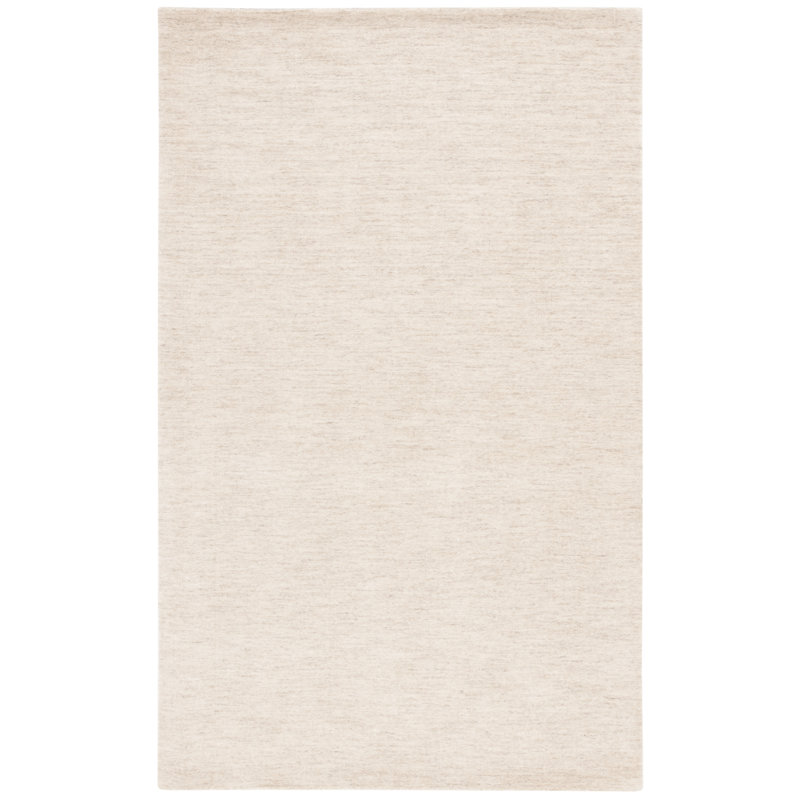 Funchess Handloomed Wool Cotton Rug in Beige, Rectangle 4' x 6'
