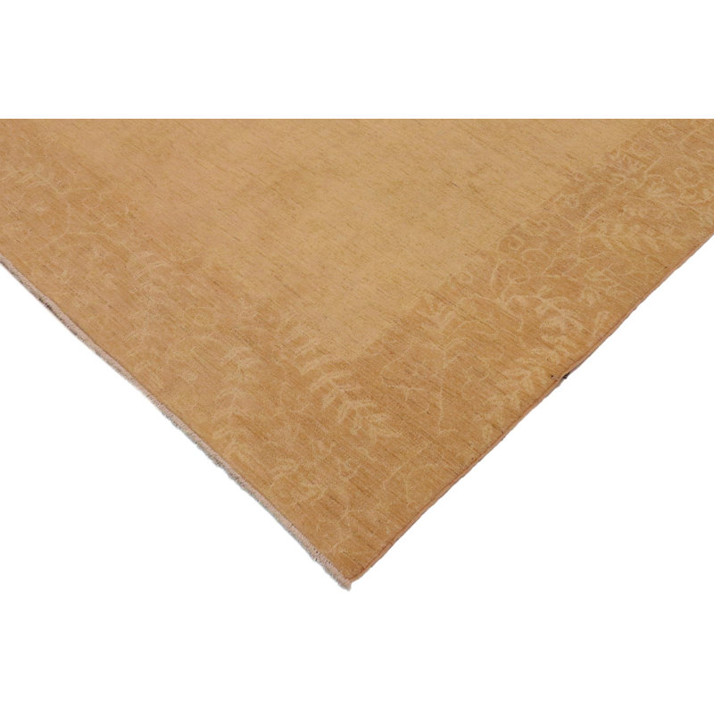 Tapis brun clair / brun en laine noué à la main 8 pi 9 po x 11 pi 1 po Fager Oriental