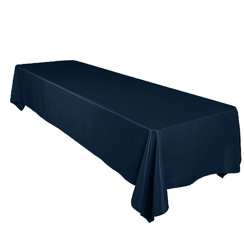 Tiano Solid Polyester Tablecloth, Navy, 72" x 58"