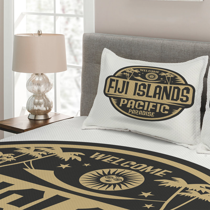 Fiji Eclectic Polyester Coverlet, King Bedspread + 2 Shams