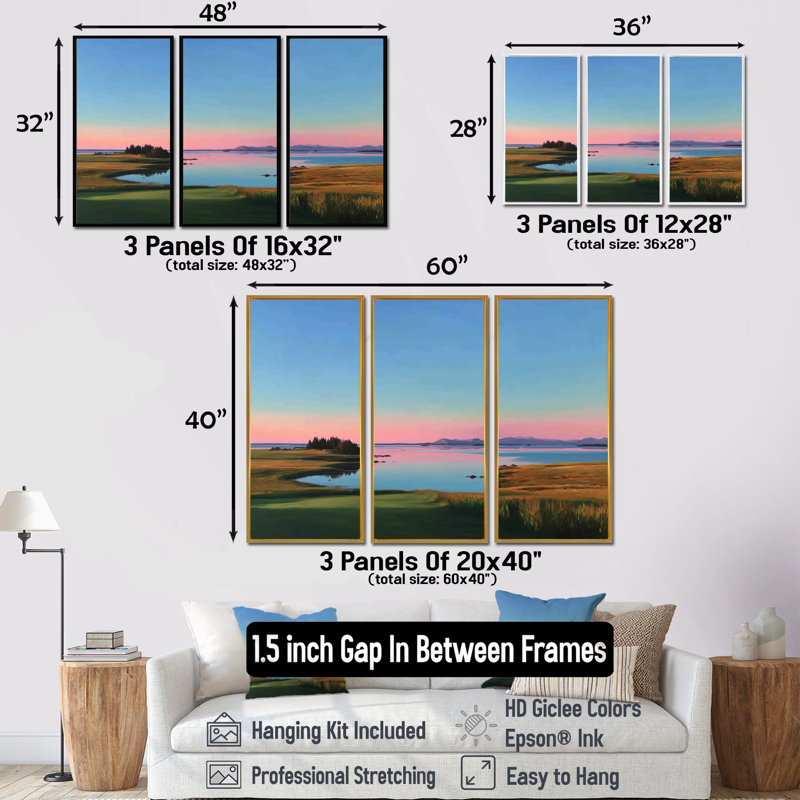 Summer Sunrise Meadows In Canada - Ensemble de décorations murales Vancouver, H 28 po x l 36 po, Brun
