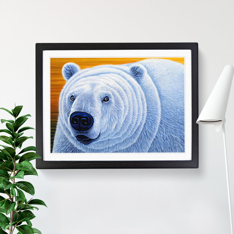 XH1022-9474X Unique Polar Bear - Single Picture Frame Print, Black Framed, 46cm H x 64cm W x 2cm D