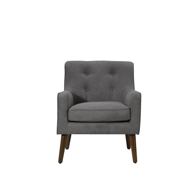Fauteuil capitonné 25 po Mid Century, Gris
