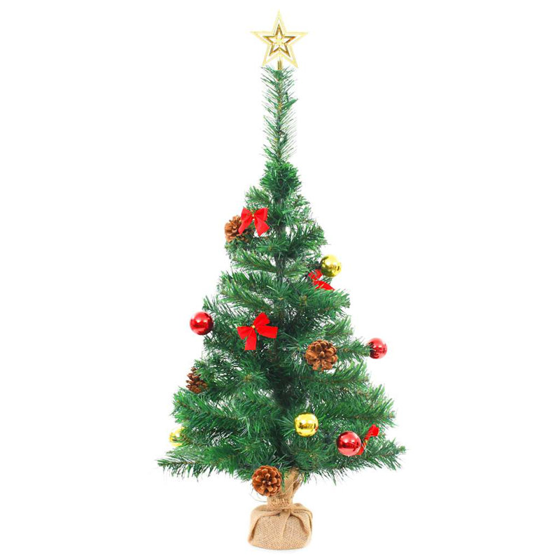 Artificial Christmas Tree with Baubles and LEDs Green 2 ft