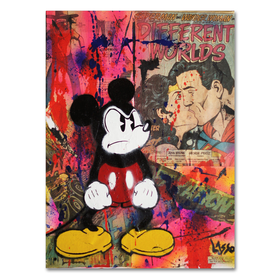 'Angry Mickey' Graphic Art Print on Wrapped Canvas Trademark Fine Art 