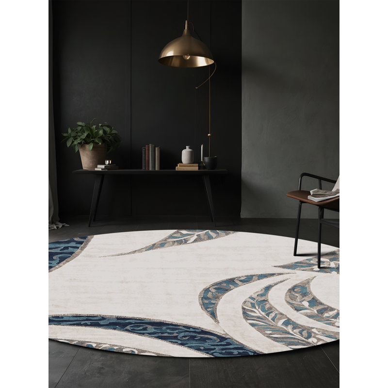 Machine Washable Beige Area Rug, Round 6'
