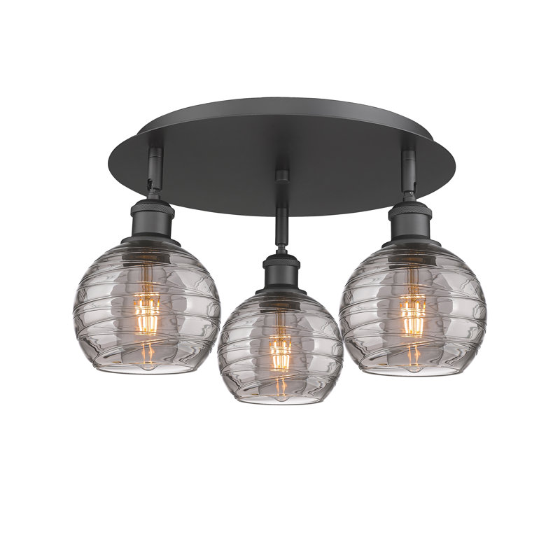 Essex Glass Flush Mount, Matte Black, 9.13" H x 17.63" W x 17.63" D