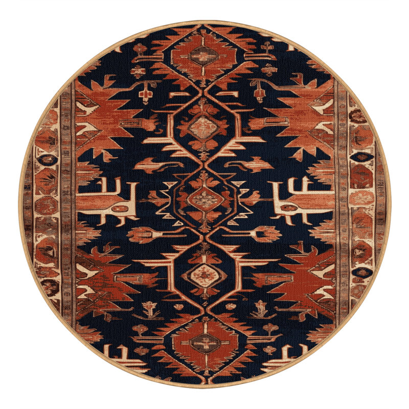 Tapis brun lavable à la machine, Rond 5 pi