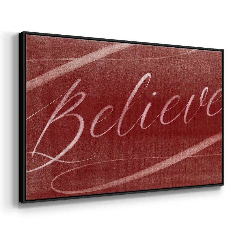 Toile tendue avec châssis Believe, Cadre flottant noir, H 17 po x l 25 po x P 1,5 po