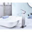 Robinet de lavabo de salle de bain à poignée simple - Bec cascade, acier inoxydable, bonde escamotable, modèle de bec plaqué nickel brossé, acier, poignée, finition-124241864