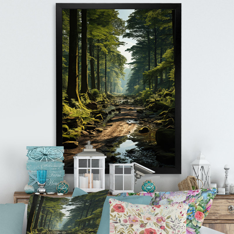 «Forest Enchanted Woods Earthy», impressions sur toile, H 44 po x l 34 po x P 1,5 po, Cadre photo noir