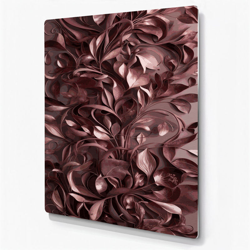 Abstrait floral 68, art mural en métal noir, H 16 po x l 20 po