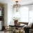 3-Light Black Cage Semi-Flush Mount, Rustic Farmhouse Boho Ceiling Light With Handwoven Hemp Rope Drum Shade For Kitchen, Dining Room, Bedroom