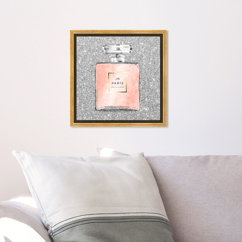 «Paris Glitter Spring, Paris Glitter Perfume», impression sur toile gris moderne pour le bain, H 13 po x l 13 po