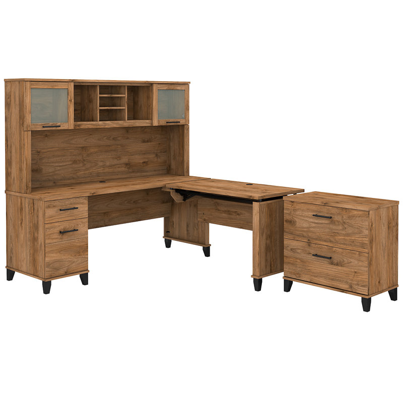 Magomed Piece Standing Desk Office Set, Fresh Walnut