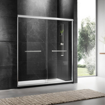 60'' W X 74'' H Door Sliding Frameless Shower Door With 6Mm Tempered Glass Brushed Nickel
