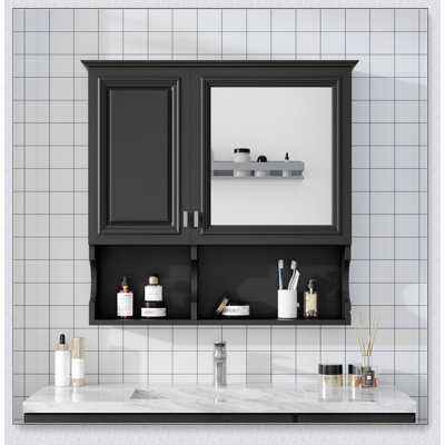 Armoire à pharmacie murale à miroir de 30 pouces avec tablettes réglables et rangement ouvert, parfaite pour l'organisation et l'élégance de la salle de bain