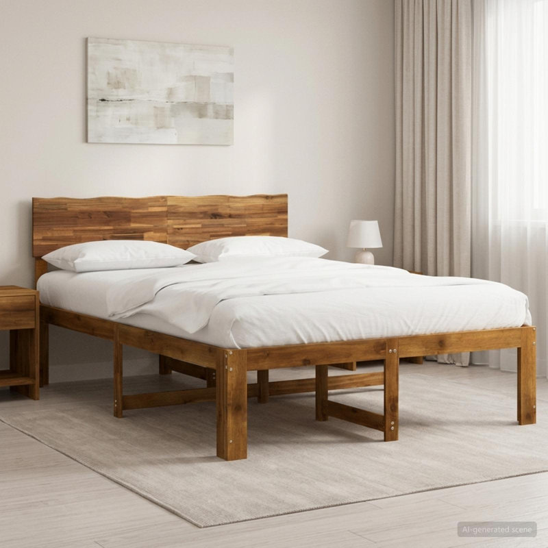 Solid Wood Bed Frame, Double (4'6), Natural