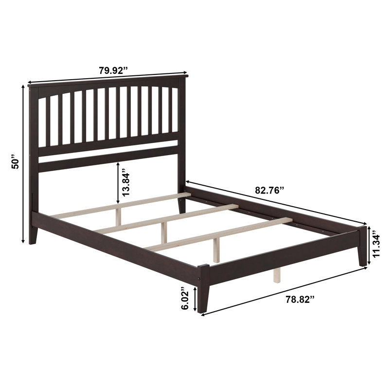 Abingt Solid Wood Foundation Bed , King, Espresso