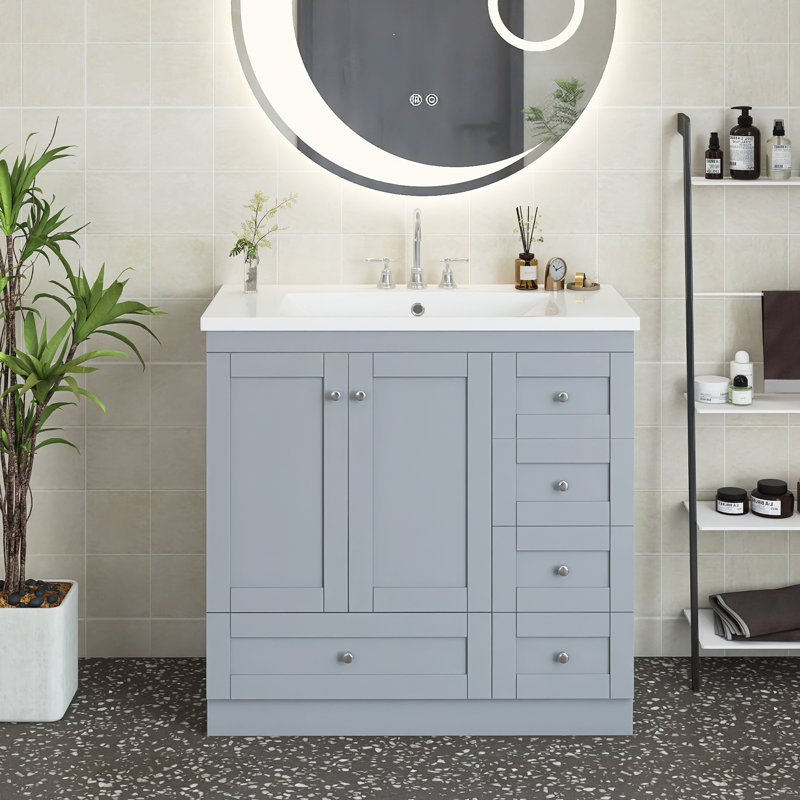 Ensemble de meuble-lavabo simple 36 po Joliène, Gris
