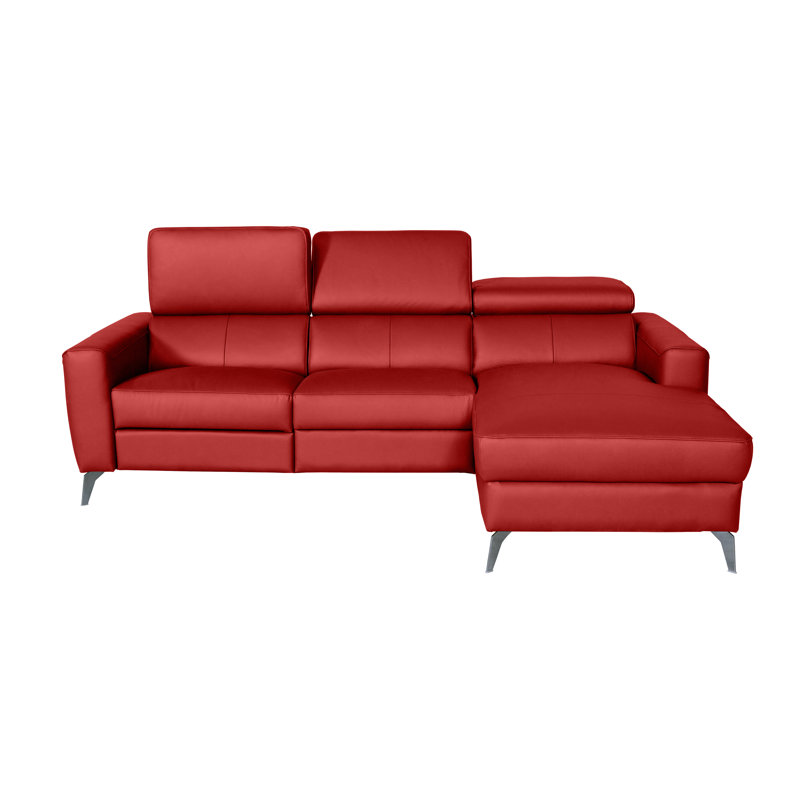 Amorian Leather Reclining Corner Sofa, Right Hand Facing, Red