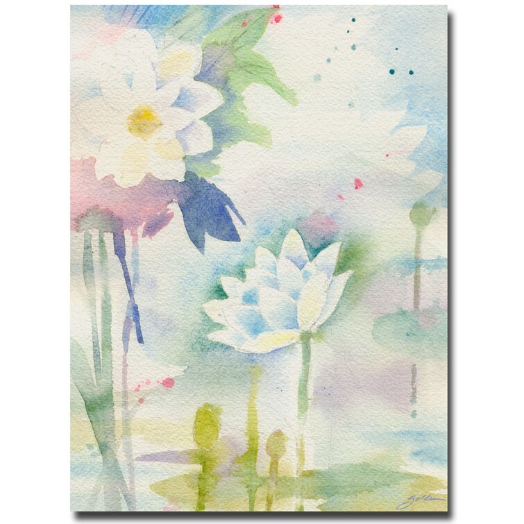 'White Lotus' by Sheila Golde Framed Painting Print on Wrapped Canvas