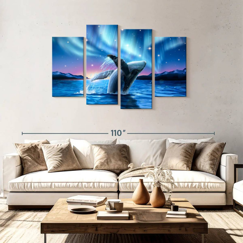 Brampt Whale And The Polaris Lights, 48" H x 75" W