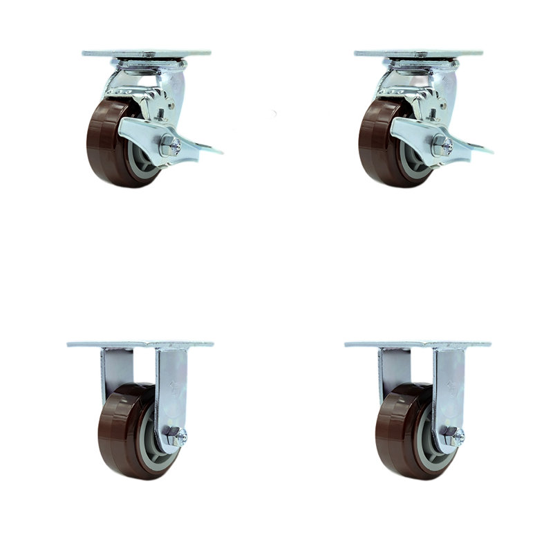 4 Piece Stainless Steel Polyurethane Caster Set